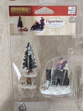 2005 Lemax Sears Set Of 3(one Missing Part) First Time Skater Figurines